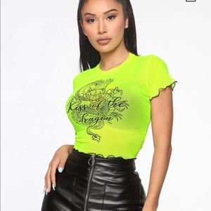 Fashion Nova Kiss of Dragon Mesh Top